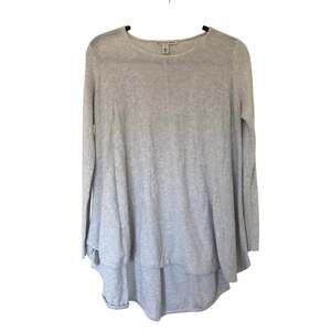 Cotton by Autumn Cashmere (S) Gray Mixed Knit High Low Tunic Sweater Boho